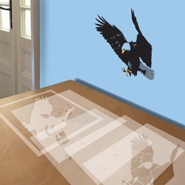 Simulated painting of stencil of Bald Eagle