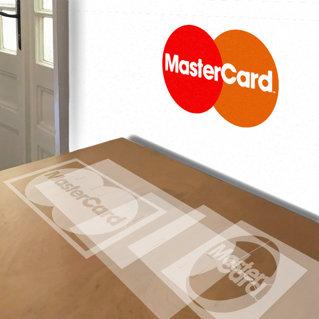 Master Card Logo stencil in 5 layers, simulated painting