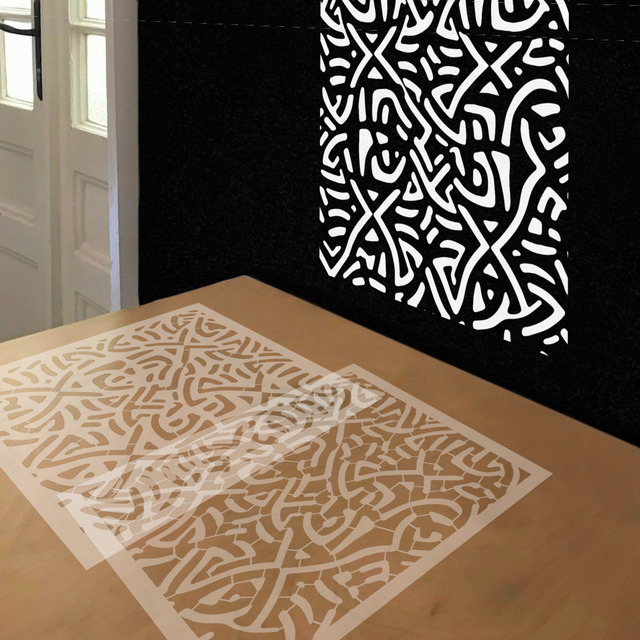 Tiki Celtic Knot stencil in 2 layers, simulated painting