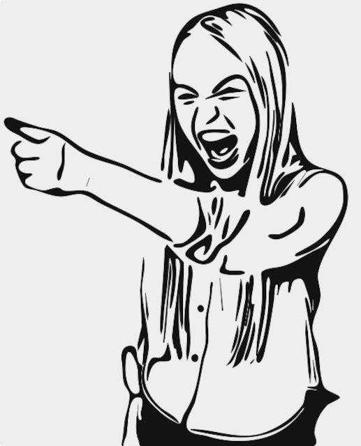 Stencil of Girl Laughing and Pointing