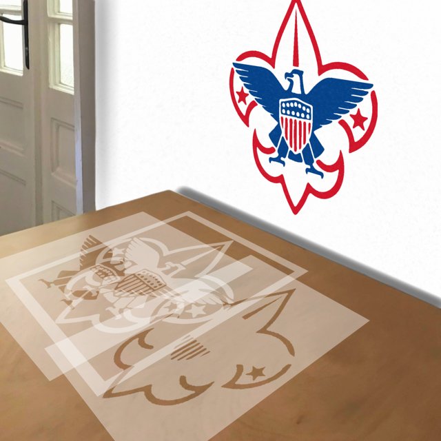 Boy Scouts of America stencil in 3 layers, simulated painting