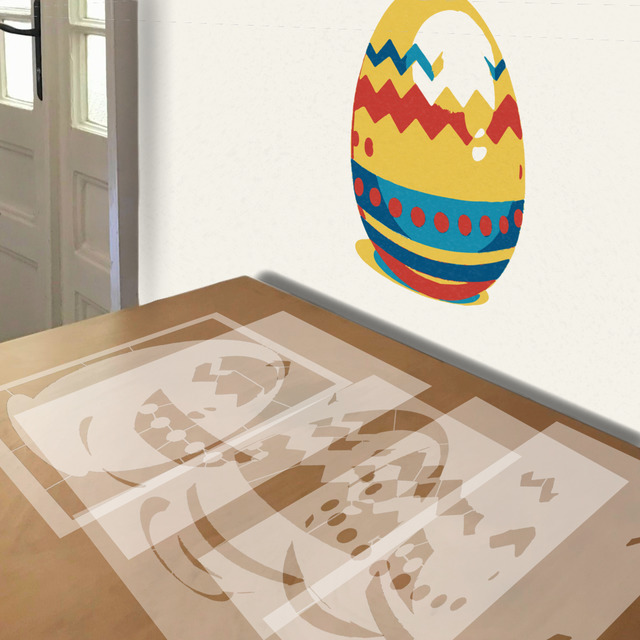 Simulated painting of stencil of Easter Egg