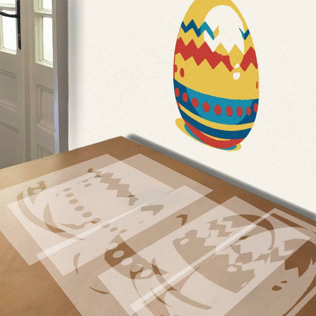 Easter Egg stencil in 5 layers, simulated painting