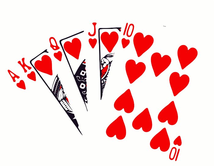 Stencil of Royal Flush in Hearts