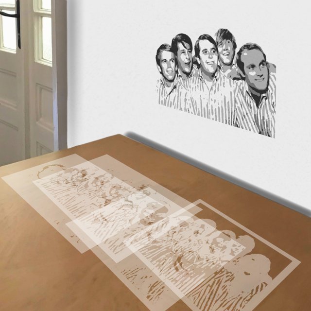 The Beach Boys stencil in 4 layers, simulated painting