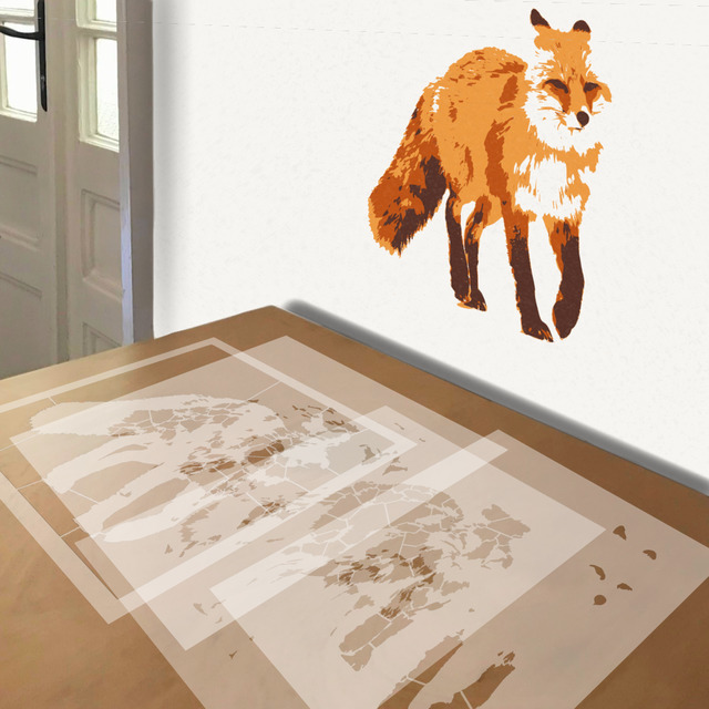 Simulated painting of stencil of Red Fox