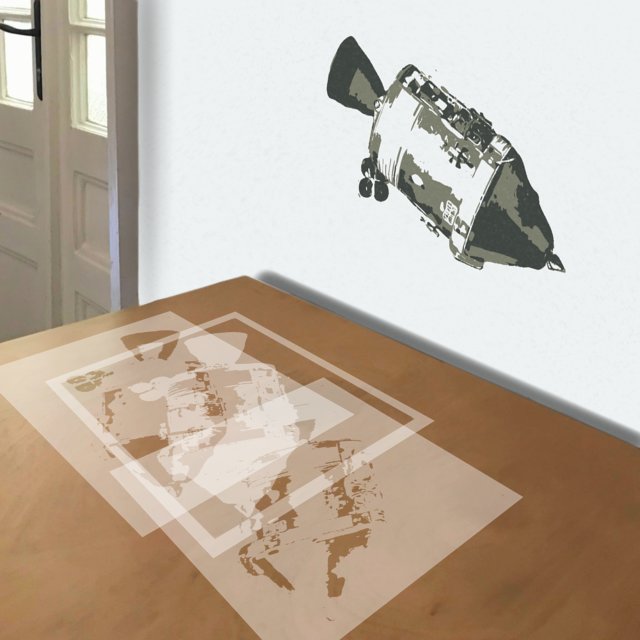 Command Module stencil in 3 layers, simulated painting