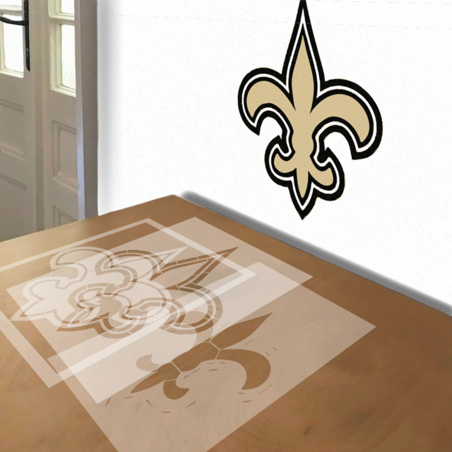 New Orleans Saints stencil in 3 layers, simulated painting