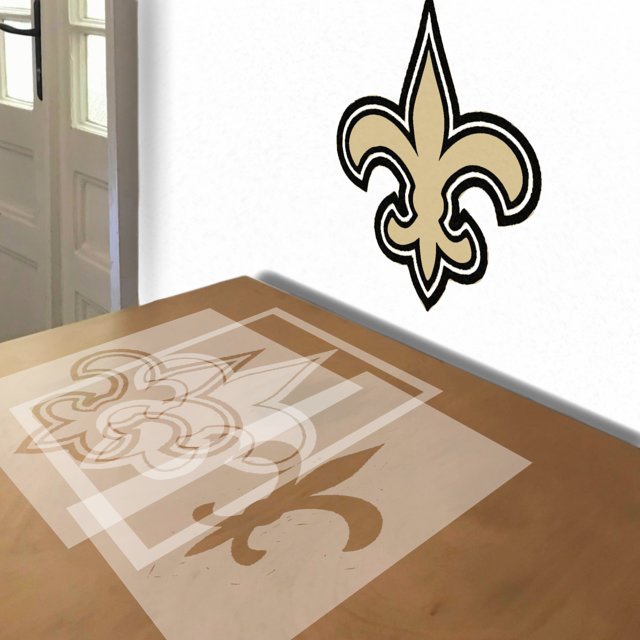 New Orleans Saints stencil in 3 layers, simulated painting