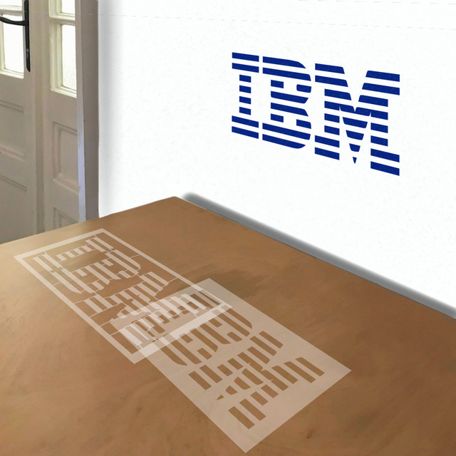 IBM Logo stencil in 2 layers, simulated painting