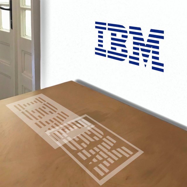 IBM Logo stencil in 2 layers, simulated painting