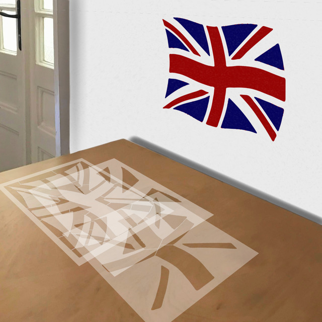 Simulated painting of stencil of Union Jack