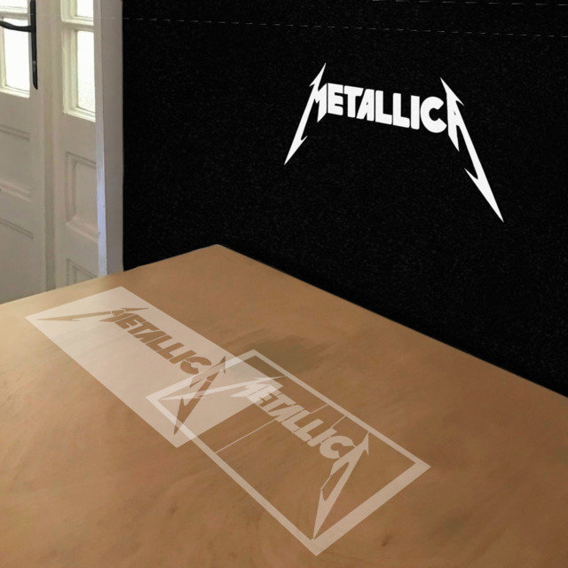 Metallica stencil in 2 layers, simulated painting