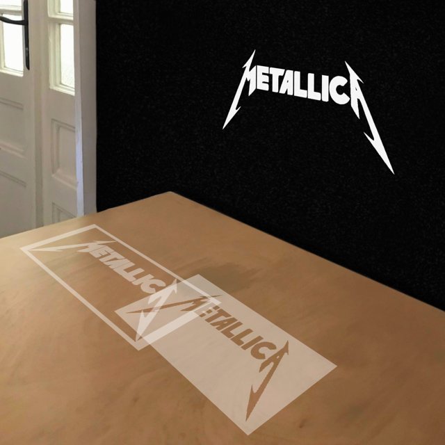 Metallica stencil in 2 layers, simulated painting