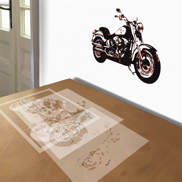 Harley-Davidson stencil in 3 layers, simulated painting