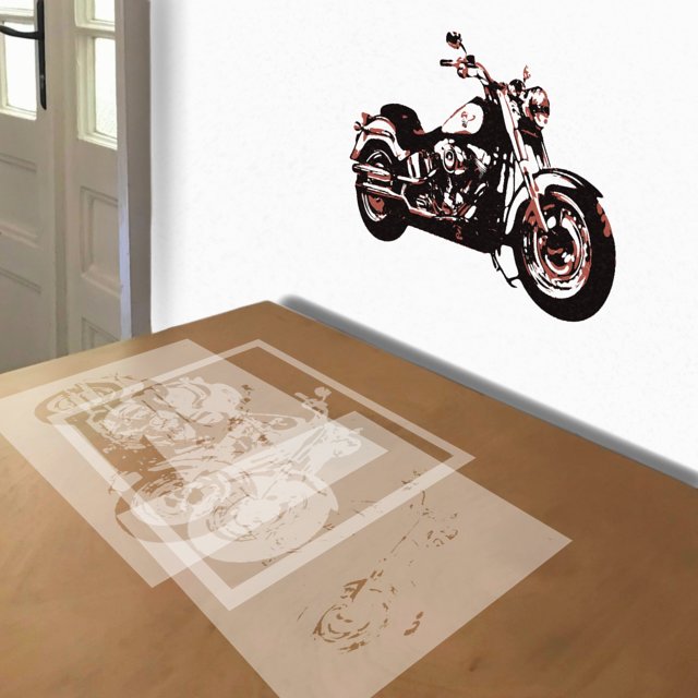 Harley-Davidson stencil in 3 layers, simulated painting