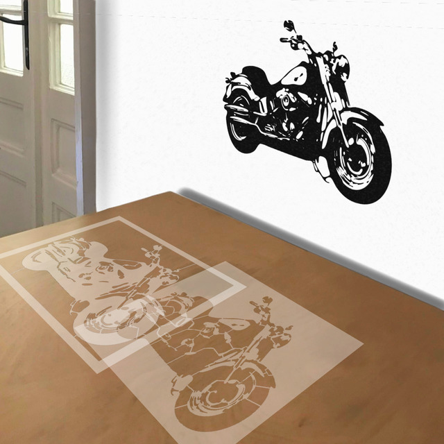 Harley-Davidson stencil in 2 layers, simulated painting