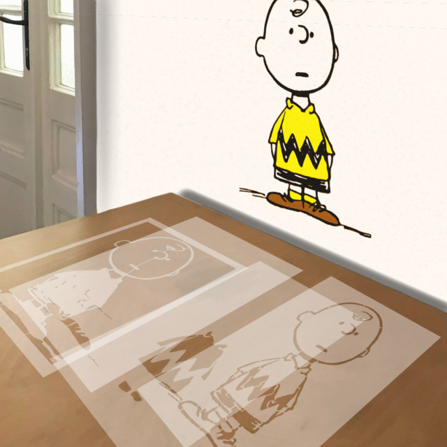 Charlie Brown stencil in 4 layers, simulated painting