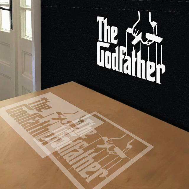 The Godfather stencil in 2 layers, simulated painting