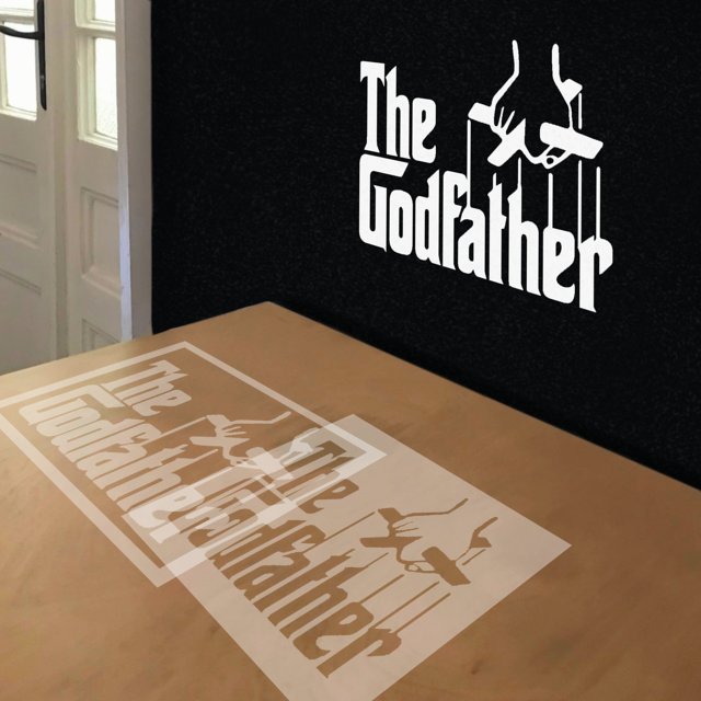 The Godfather stencil in 2 layers, simulated painting