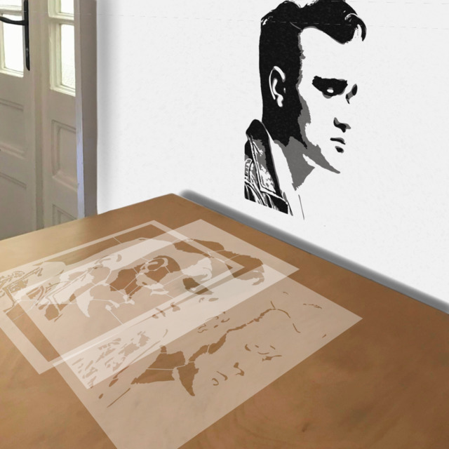 Morrissey stencil in 3 layers, simulated painting