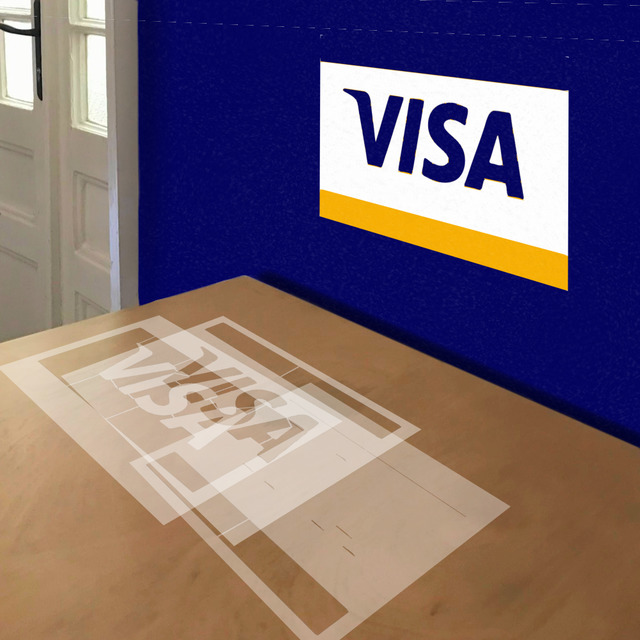 Simulated painting of stencil of Visa Logo