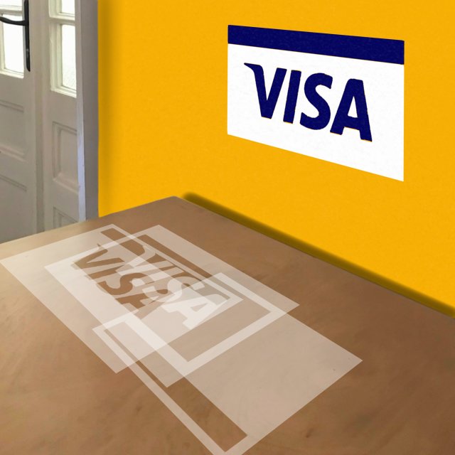 Visa Logo stencil in 3 layers, simulated painting