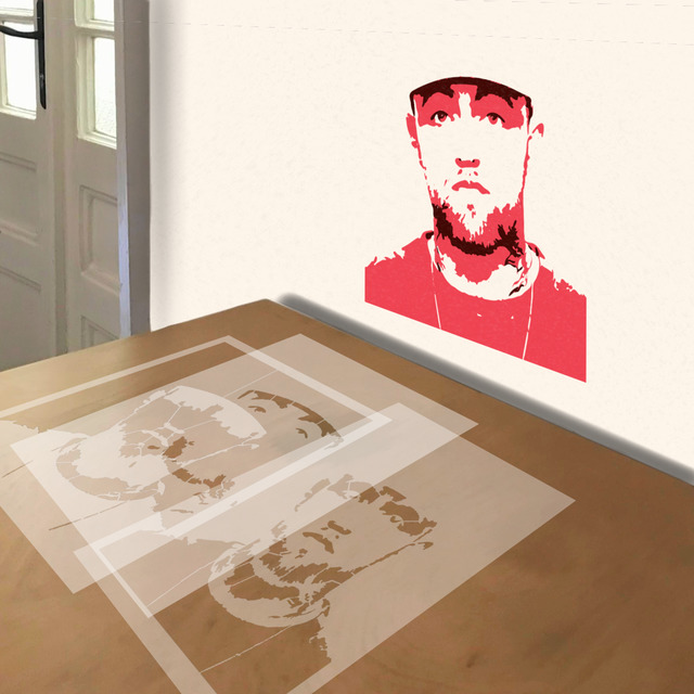 Simulated painting of stencil of Mac Miller