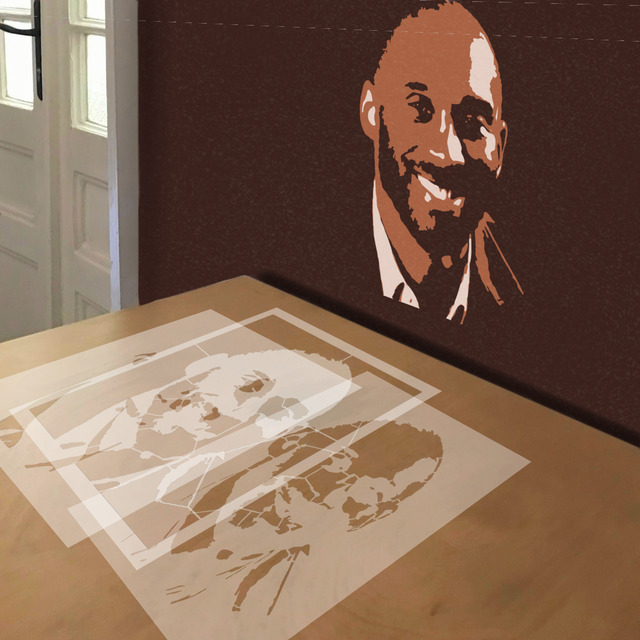 Kobe Bryant stencil in 3 layers, simulated painting