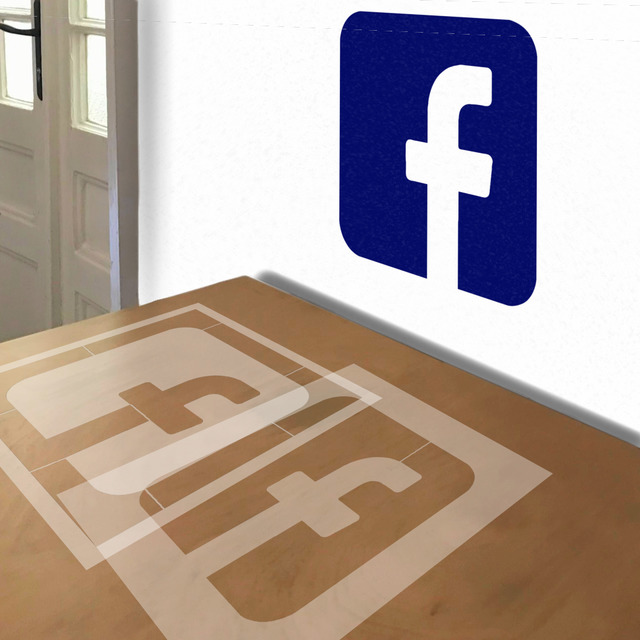 Facebook Logo stencil in 2 layers, simulated painting