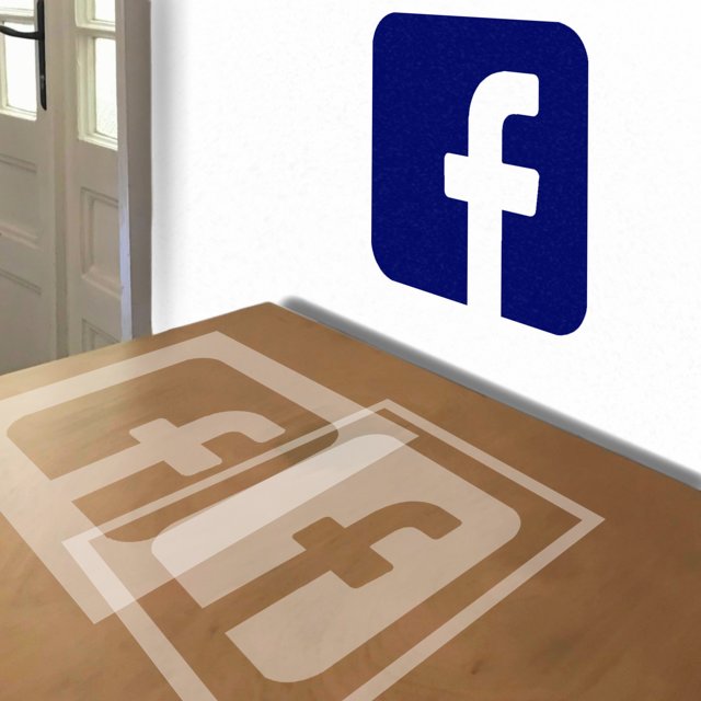 Facebook Logo stencil in 2 layers, simulated painting