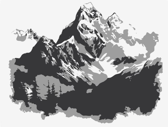 Stencil of Mountain Landscape