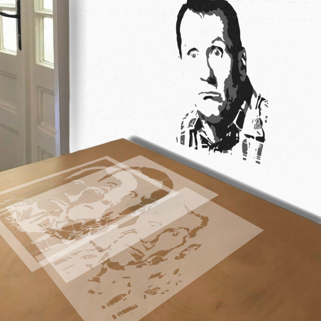 Al Bundy stencil in 3 layers, simulated painting