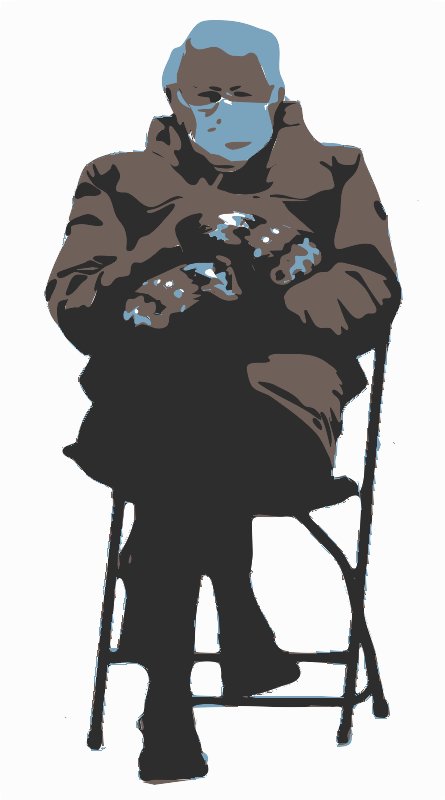 Stencil of Bernie Sanders in Mittens