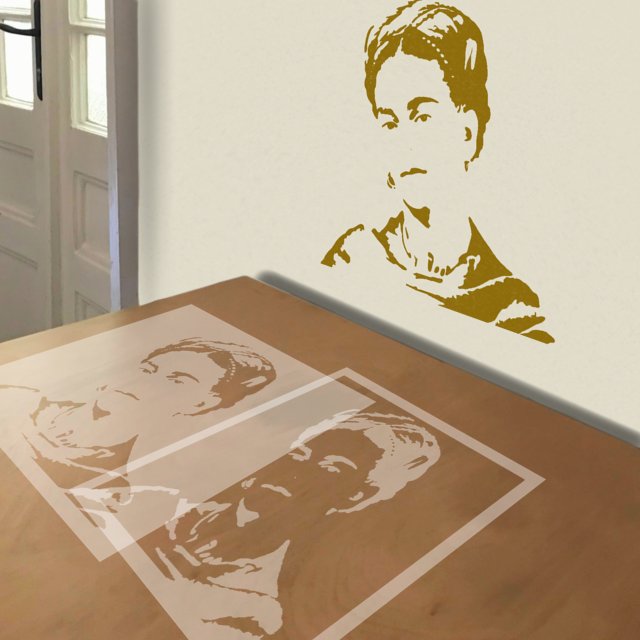 Frida Kahlo stencil in 3 layers, simulated painting