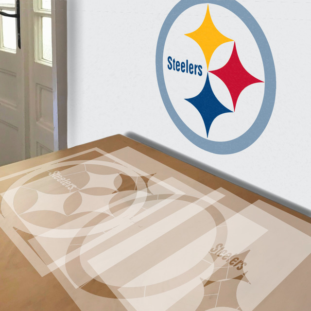 Pittsburgh Steelers stencil in 5 layers, simulated painting