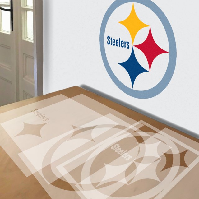 Pittsburgh Steelers stencil in 5 layers, simulated painting