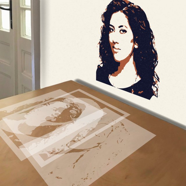 Stephanie Beatriz stencil in 3 layers, simulated painting