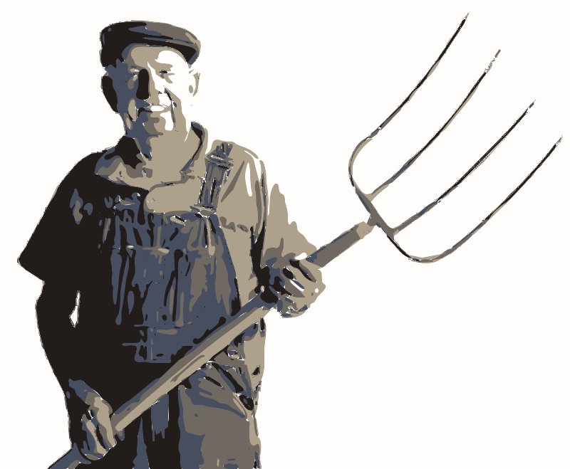 Stencil of Farmer with Pitchfork