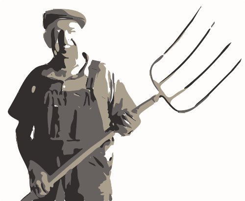 Stencil of Farmer with Pitchfork