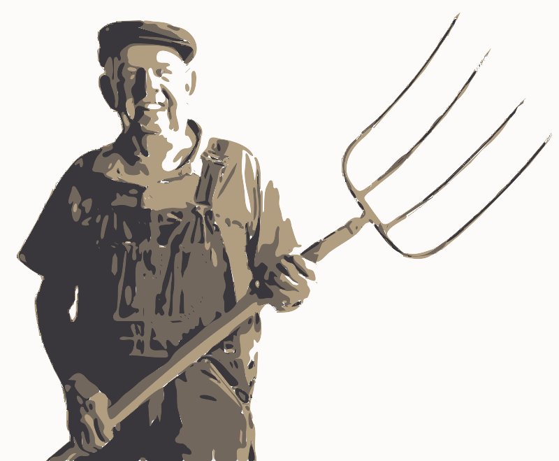 Stencil of Farmer with Pitchfork