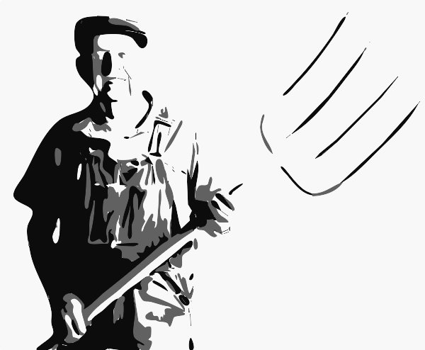 Stencil of Farmer with Pitchfork