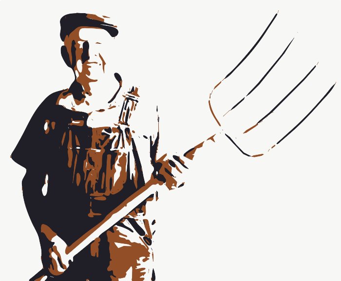 Stencil of Farmer with Pitchfork