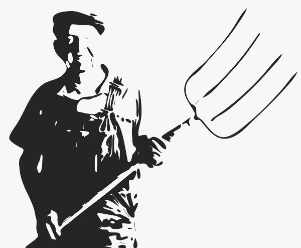 Stencil of Farmer with Pitchfork