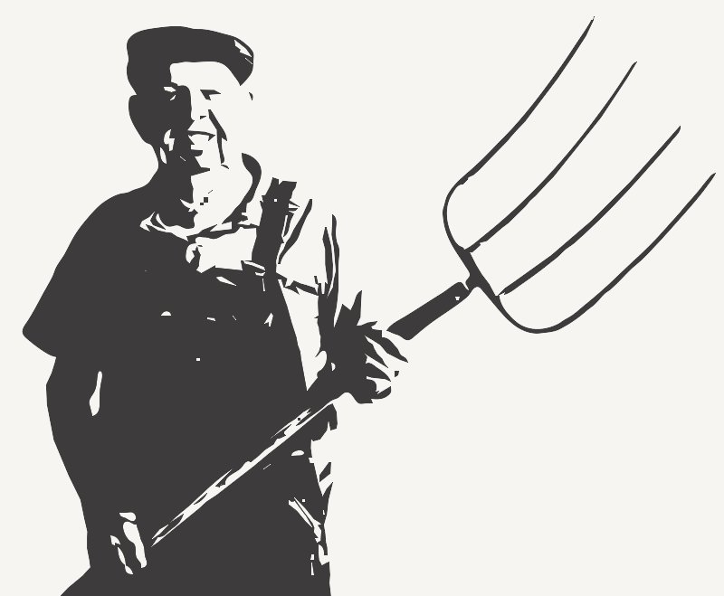 Stencil of Farmer with Pitchfork