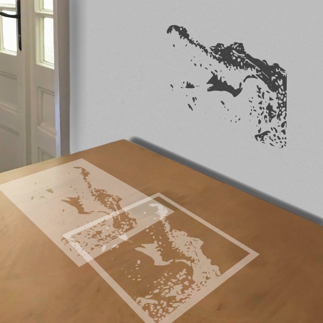 Alligator stencil in 2 layers, simulated painting