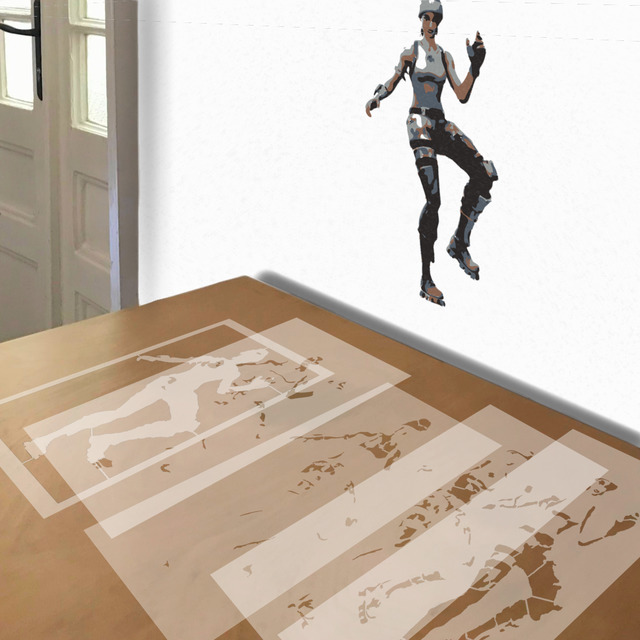 Fortnite Character stencil in 5 layers, simulated painting