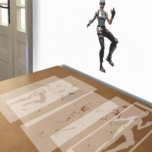 Fortnite Character stencil in 5 layers, simulated painting