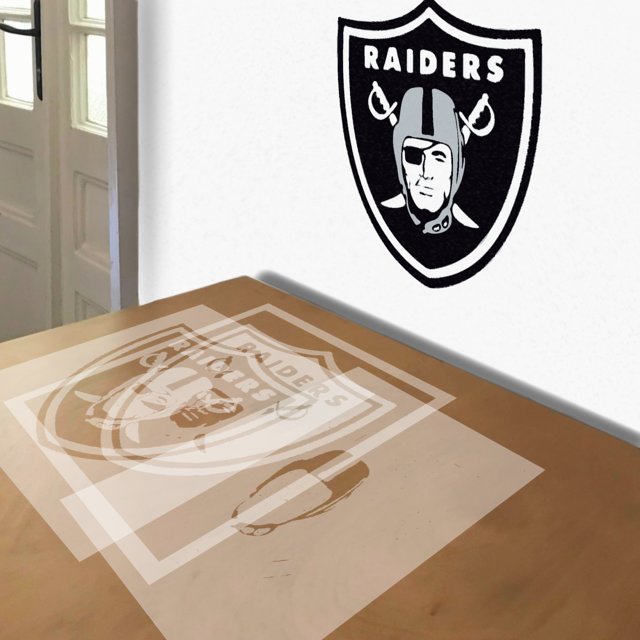 Raiders stencil in 3 layers.