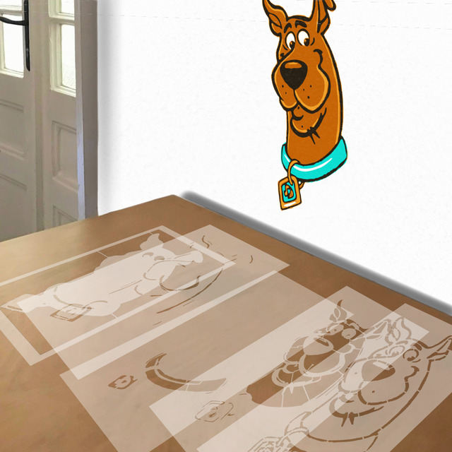 Scooby-Doo stencil in 5 layers, simulated painting